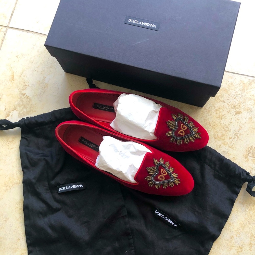 Dolce&Gabbana velvet loafers, authentic full set